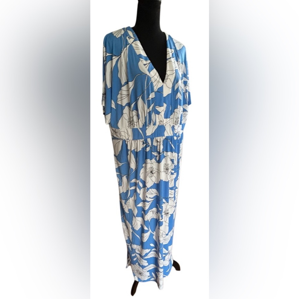 🩵 LONDON TIMES!! DROP SHOULDER MAXI DRESS! LIKE NEW! SIZE 2X - Picture 13 of 13